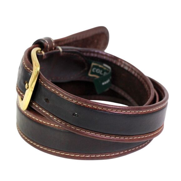 Cole Haan BLACK BROWN GENUINE LEATHER 1.25"Wd CASUAL DRESS MEN'S BELT Sz 40 (A77 - Picture 3 of 12